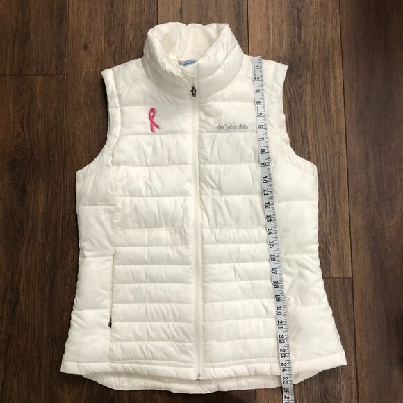 Columbia Omni Shield Advanced Repellency Breast Cancer Women M Puffer Vest White - Picture 4 of 9